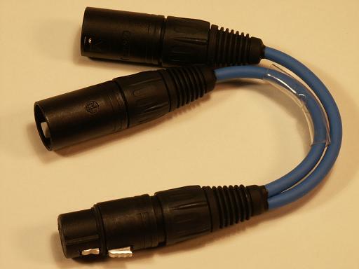 'Y' Splitter Cable, XLR/F to (2) XLR/M